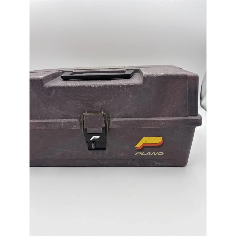 Vintage Plano Tackle Box Model 6303 3 Tier Fold Out Tray Fishing USA Brown